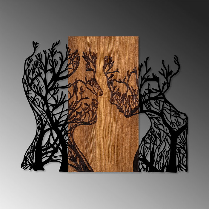 Wallity Tree Woman And Man - Escultura de Pared de Madera y Metal